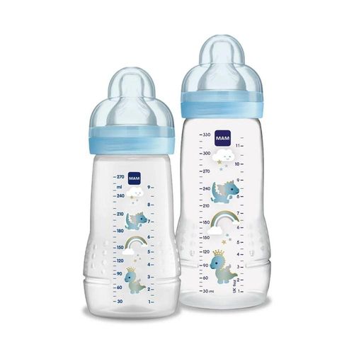 Kit Mamadeiras Easy Active Mam Azul 2 Meses+ 270ml + 330ml