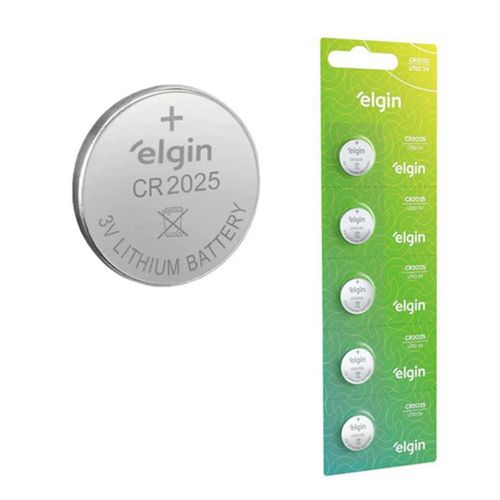 Bateria Pilha Moeda Cr2025 3V Blister Cartela Elgin com 1 Unidade