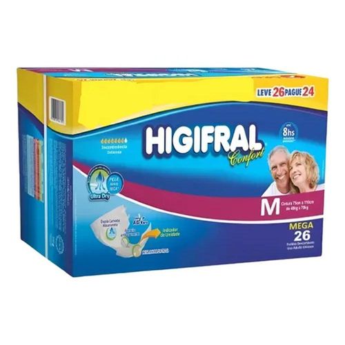Fraldas Descartáveis Higifral Confort Tamanho M com 24 Unidades