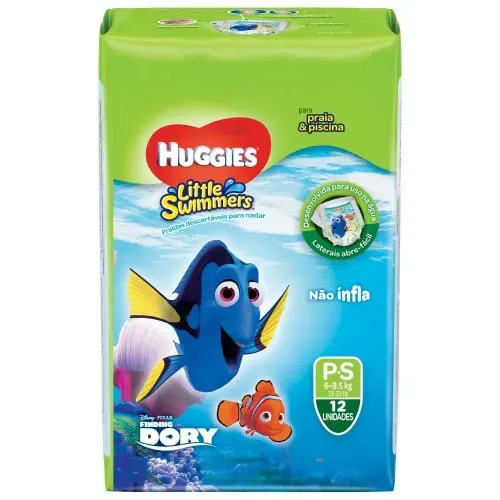 Fraldas Descartáveis para Piscinas e Praias Huggies Little Swimmers Tamanho PS com 12 Unidades