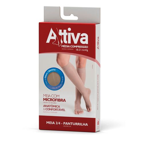 Meia Feminina de Média Compressão 3/4 com Ponteira Tamanho G Attiva com 1 Par