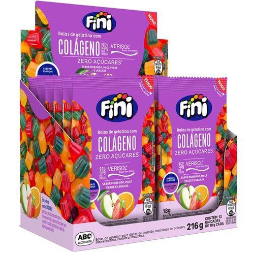 Balas de Gelatina Fini Natural Sweets com Colágeno com 12 Unidades com 18g