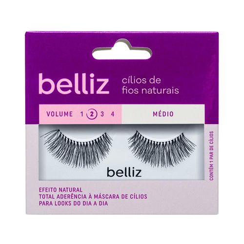 Cílios Postiços Naturais Médio Belliz com 1 Par