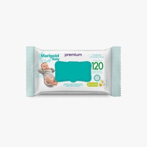 Toalhas Umedecidas Marigold Baby com Extrato de Camomila com 120 Unidades