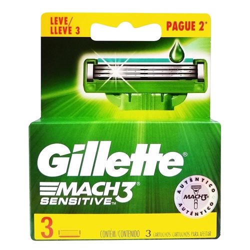Carga De Aparelho Para Barbear Gillette Mach3 Sensitive Pague 2 Leve 3 Unidades