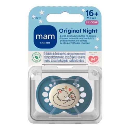 Chupeta Original Night Azul Mam 16 Meses+ com 1 Unidade