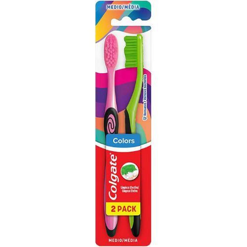 Escova Dental Colgate Colors Média Pack com 2 Unidades