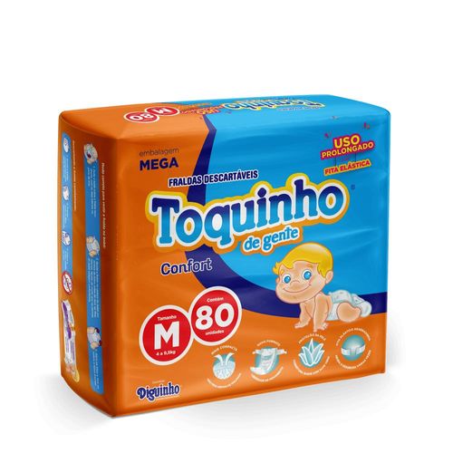 Fraldas Descartáveis Toquinho de Gente Confort Sec Premium Tamanho M com 80 Unidades