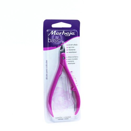 Alicate de Cutícula Perolado Basic Rosa Merheje com 1 Unidade
