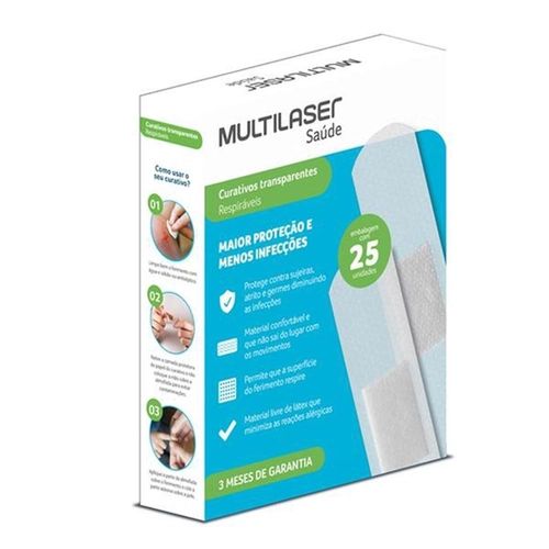 Curativo Transparente Multilaser com 25 Unidades