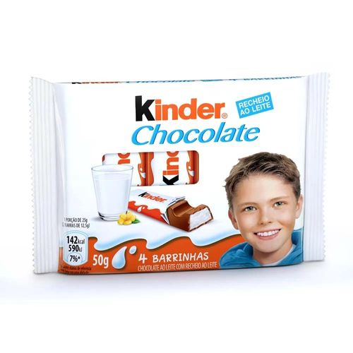 Chocolate ao Leite Kinder com 4 Unidades com 12,5g