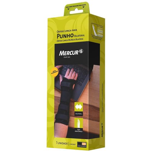 Mercur Órtese Punho com Tala Longa Bilateralg Tamanho G Bc Preto com 1 Unidade