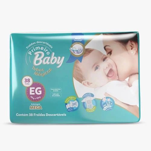 Fraldas Descartáveis Personal Primeiro Baby Tubos Mágicos EG com 38 Unidades