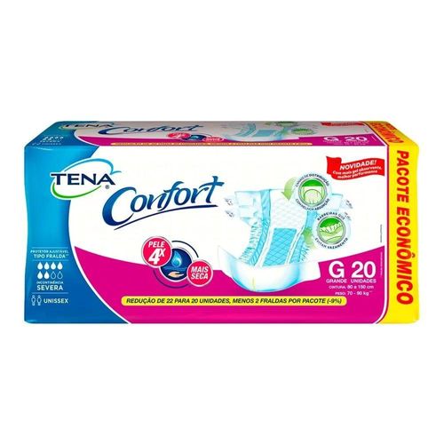Fralda Descartável Adulto Confort Tamanho G Tena com 20 Unidades