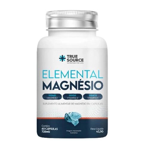 True Elemental Magnésio 725mg True Source com 60 Cápsulas
