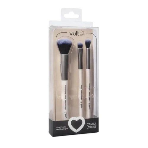 Kit Pincéis de Maquiagem Vult Camila Loures com 3 Unidades