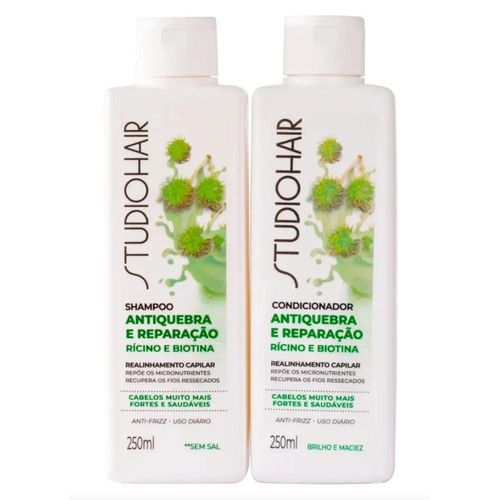Kit Studio Hair Biotina e Rícino Antiqueda com Shampoo 250ml + Condicionador 250ml