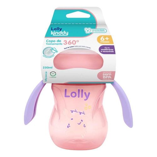 Copo de Treinamento Infantil 360° Oceano com Alça Lolly Rosa Capacidade 250ml