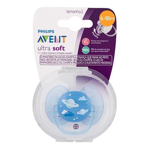Chupeta Ultra Soft Céu Azul 6 a 18 Meses Philips Avent com 1 Unidade