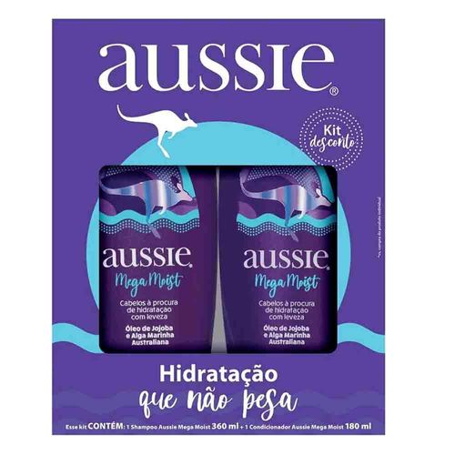 Kit Aussie Mega Moist com Shampooo 360ml + Condicionador 180ml