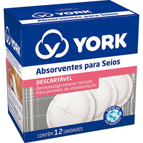 Absorvente York Descartável para Seios com Super Gel com 12 Unidades