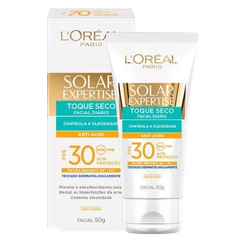 Protetor Solar Facial Toque Seco Antiacne FPS 30 L'Oréal 50g