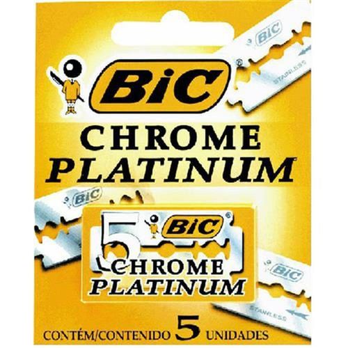 Refil Lâminas de Barbear Chrome Platinum Bic com 5 Unidades
