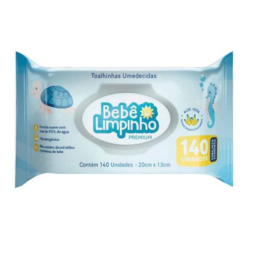 Toalhas Umedecidas Bebe Limpinho Premium com 140 Unidades