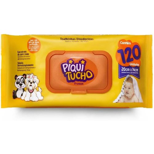 Lenços Umedecidos Piquitucho Premium com 120 Unidades
