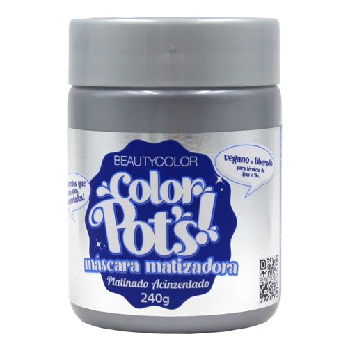 Máscara Capilar Matizadora BeautyColor Pot's Platinado Acinzentado 240g