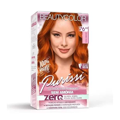 Tintura Sem Amônia Beauty Color Puríssi Kit 76.44 Ruivo Natural com 1 Unidade