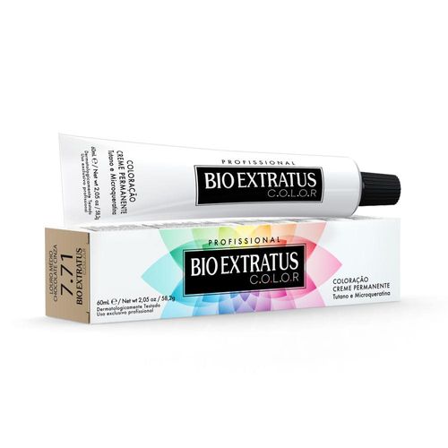 Creme Individual Bio Extratus Color 7.71Louro Médio Sabor Chocolate Acinzentado 60ml