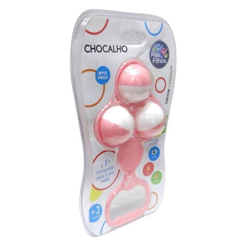 Chocalho Rosa Pais e Filhos com 1 Unidade