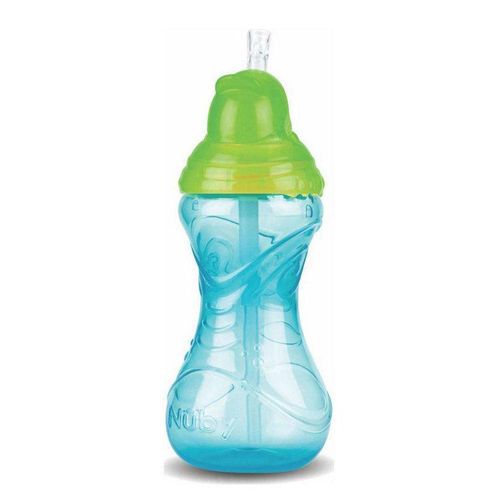 Nuby Copo Canudo Silicone Retratil Cor Azul 300ml
