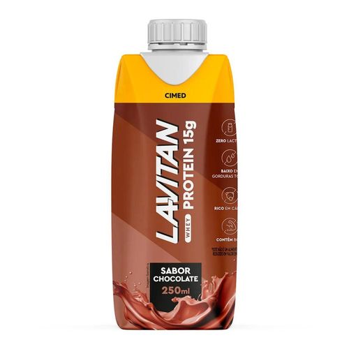 Bebida Proteíca Lavitan Whey Protein 15g Sabor Chocolate Zero Lactose 250ml