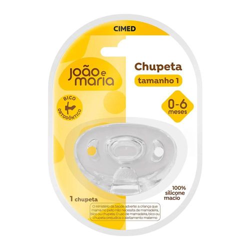 Chupeta Silicone João e Maria Ortodôntica Tamanho 1 com 1 Unidade