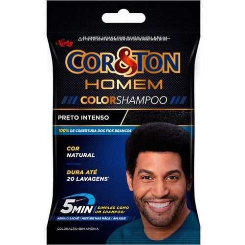 Tintura Shampoo Cor&Ton Niely Homem N° 1.0 Preto com 1 Unidade