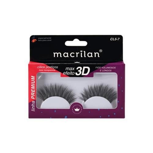Cílios Postiços Fios Volumosos e Longos 3D Macrilan Cl5-7 com 1 Par