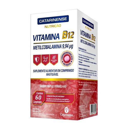 Vitamina B12 Nutrição Frutas Vermelhas Catarinense com 60 Comprimidos Mastigáveis