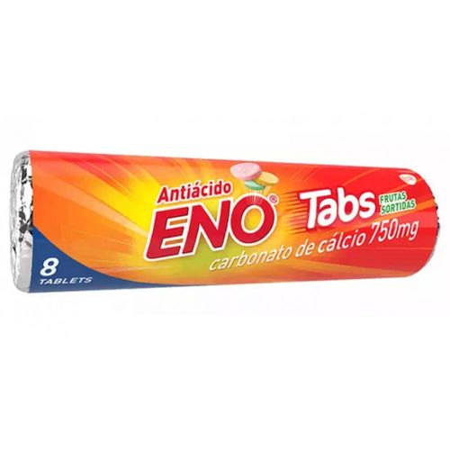 Eno Tabs 750mg Sabor Frutas Sortidas com 8 Comprimidos Mastigáveis