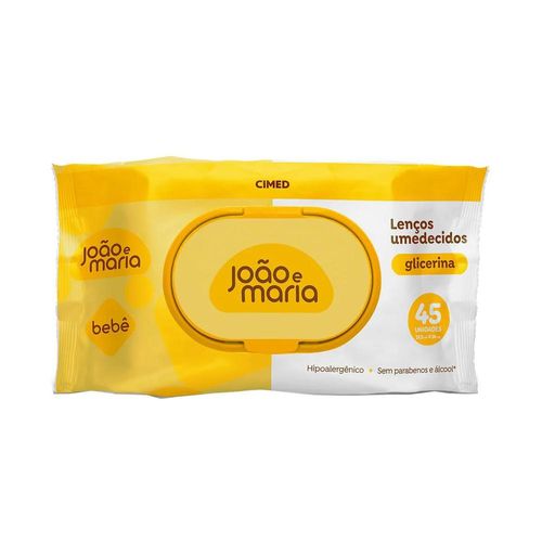 Lenços Umedecidos João e Maria Bebê Glicerina com 45 Unidades
