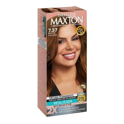 Tintura Permanente Maxton 7.37 Marrom Caramelo com 1 Unidade