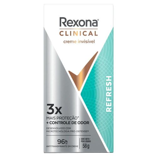 Desodorante Antitranspirante Creme Clinical Refresh Rexona 96H 58g