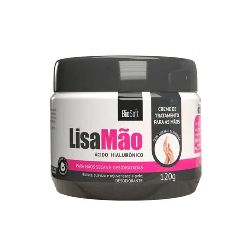 Creme para Mãos Secas e Desidratadas LisaMão Biosoft Ácido Hialurônico 120g