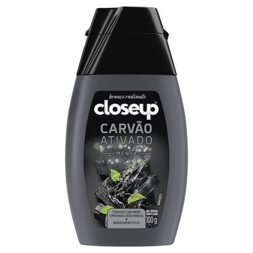 Gel Dental Branco Radiante Carvão Ativado e Menta Closeup 100g