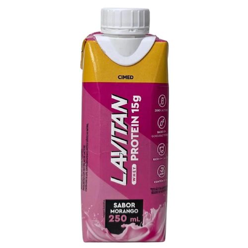 Whey Protein Bebida Láctea UHT Lavitan Cimed 15g de Proteína Sabor Morango 250ml