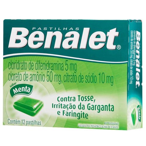 Benalet 5mg + 50mg + 10mg Sabor Menta com 12 Pastilhas