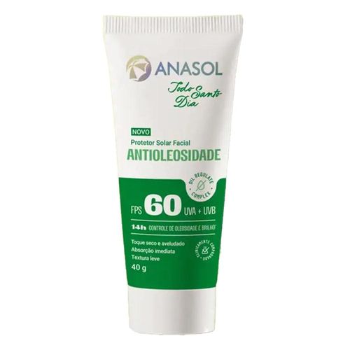 Protetor Solar Facial Antioleosidade FPS 60 Anasol Todo Santo Dia 40g
