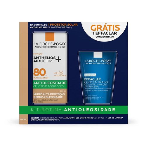 Kit La Roche-Posay com Protetor Solar Facial Anthelios Airlicium FPS 70 Claro 40g + Gel de Limpeza Effaclar Concentrado 50g