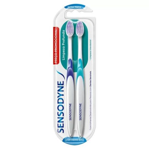 Kit Escova Dental Sensodyne Limpeza Profunda Extra Macia com 2 Unidades